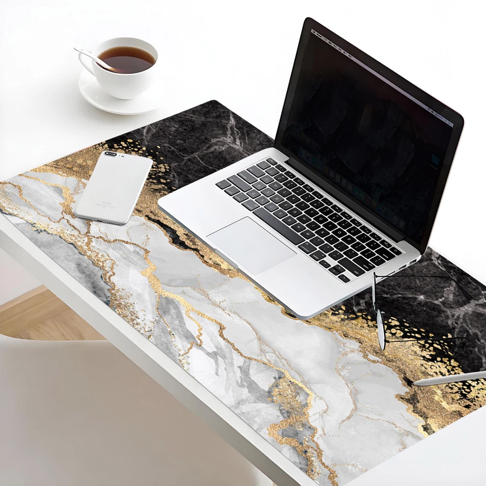 Gold Marble Mouse Pad Black and White Desk Mat for Keyboard and Mouse Desk Pad - Image 3 of 4