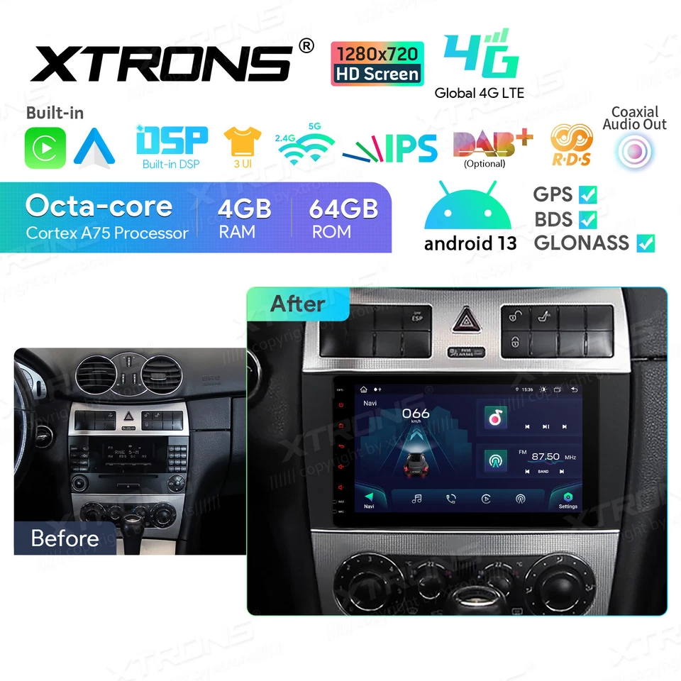 8" Autoradio für Mercedes C209 A209 Android 14 4G+64GB IPS GPS Navi WIFI CarPlay - Bild 4 von 4