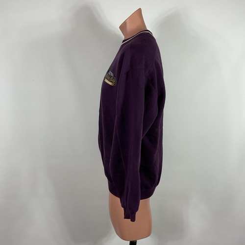 Bugle Boy Sweatshirt L 1980s Vintage Purple Embroidered Ringer Preppy Iconic - Picture 6 of 8