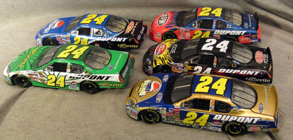 LOT OF 5 ACTION COLLECTION JEFF GORDON 1:24 SCALE RACE CARS PEPSI DUPONT (87333)