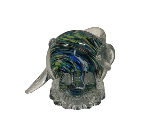 Hand Blown Multicolor Swirl Artisan Glass Fish 5”Paperweight - Picture 3 of 5
