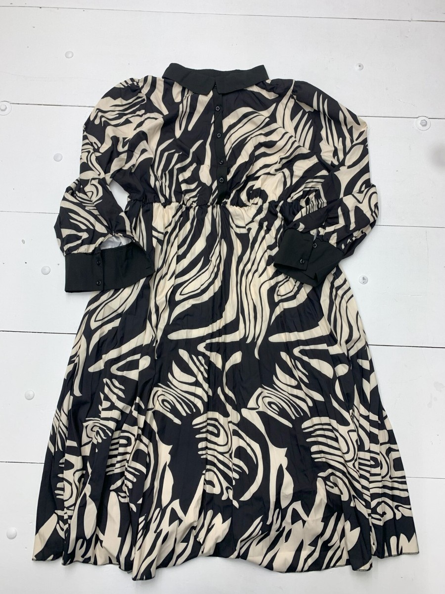 Shein Curve Womens Black White Long Sleeve Dress Size 4XL