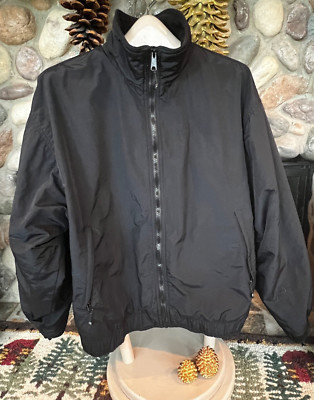AUSTIN CLOTHING CO MEN'S BLACK FLEECE LINED JACKET SZ M ELASTIC WAIST EUC