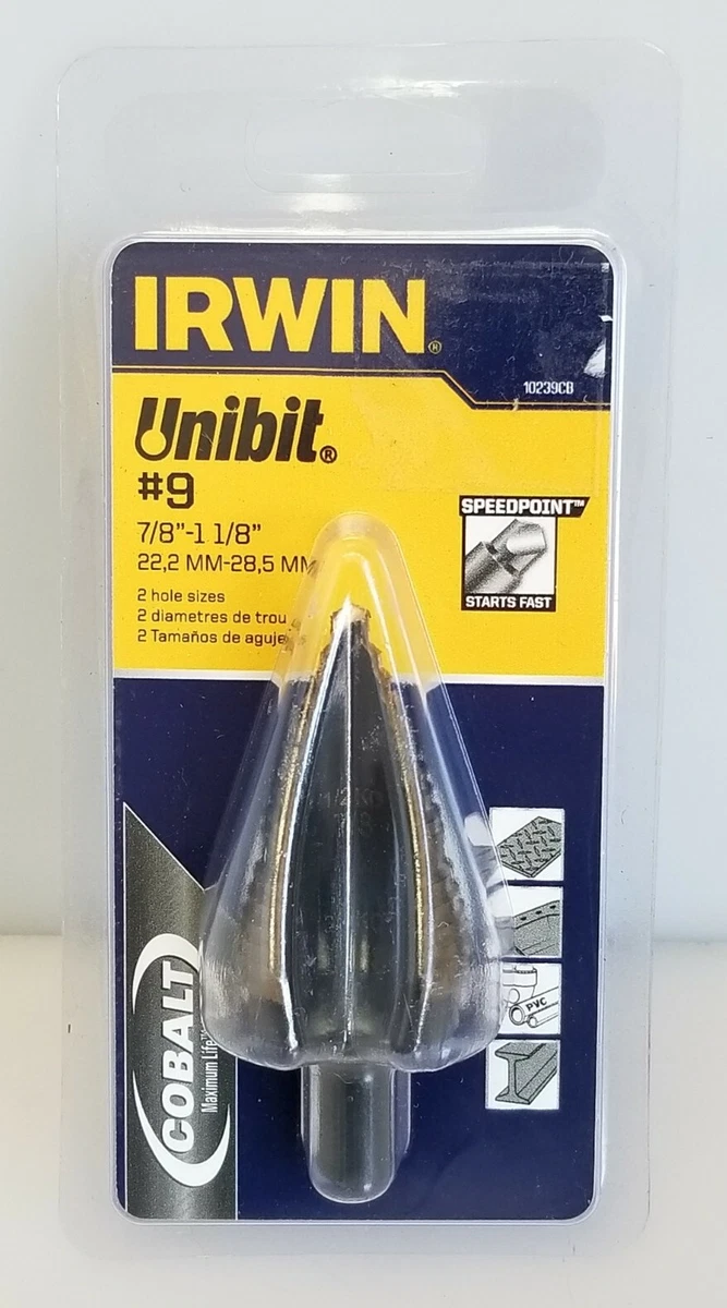 Irwin 10239CB 9 Unibit Step Drill Bit 7 8