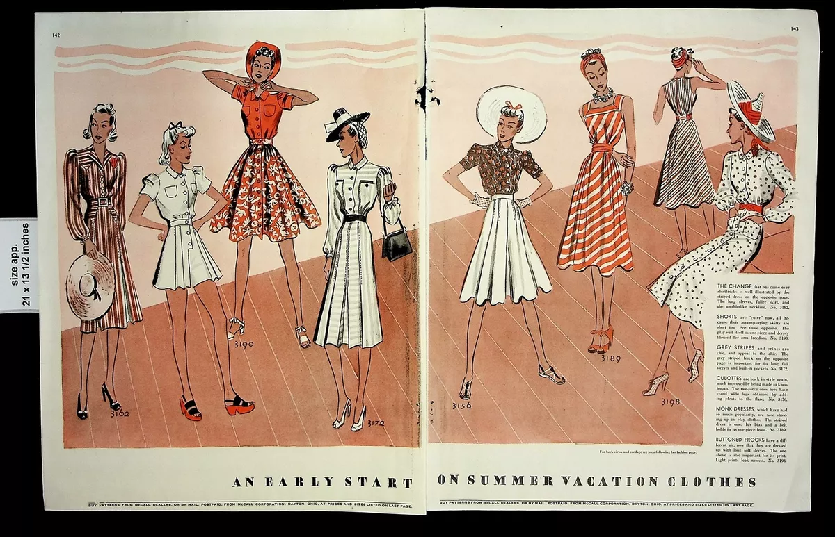 1939 Early Year Start to Summer Dresses Vacation Vintage Fashion