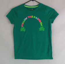 Cat & Jack Follow The Rainbow Green St. Patrick's Day T-Shirt Girls Large 10/12