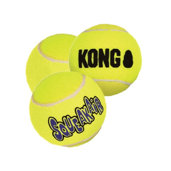KONG AIRDOG SQUEAKAIR Interactive Balls For Dogs With Squeaker Yellow M 3 pc