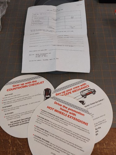 Hot Wheels 1983 McDonald's Promotion Cadillac Seville Tire Case Paperwork Only - Picture 5 of 6