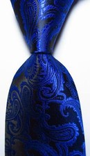 New Classic Paisley Black Blue JACQUARD WOVEN 100 Silk Men's Tie Necktie