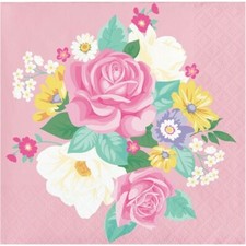 Floral Tea Party Beverage Napkins Paper 16 Pack Girls Birthday Party Tableware