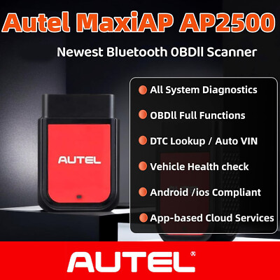 Autel MaxiAP AP2500 Bluetooth OBD2 Scanner – Code Reader For Android/iOS, 1-Year Warranty, DIY Tool