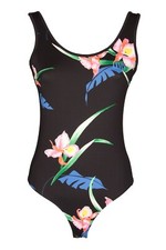 LEVIS Womens Bodysuit Floral Ladies Bodysuit Shirt Top Black Print Pink NEW Size S