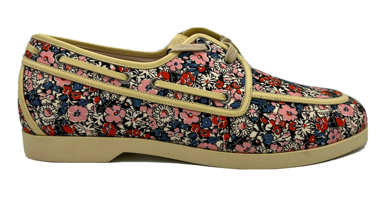 Chaussures bateau Gucci toile fleurs taille US 8,5, fabriquées en Italie