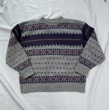 VTG 80s 90s EDDIE BAUER Womens Wool Blend Fair Isle Sweater Crewneck L USA Made