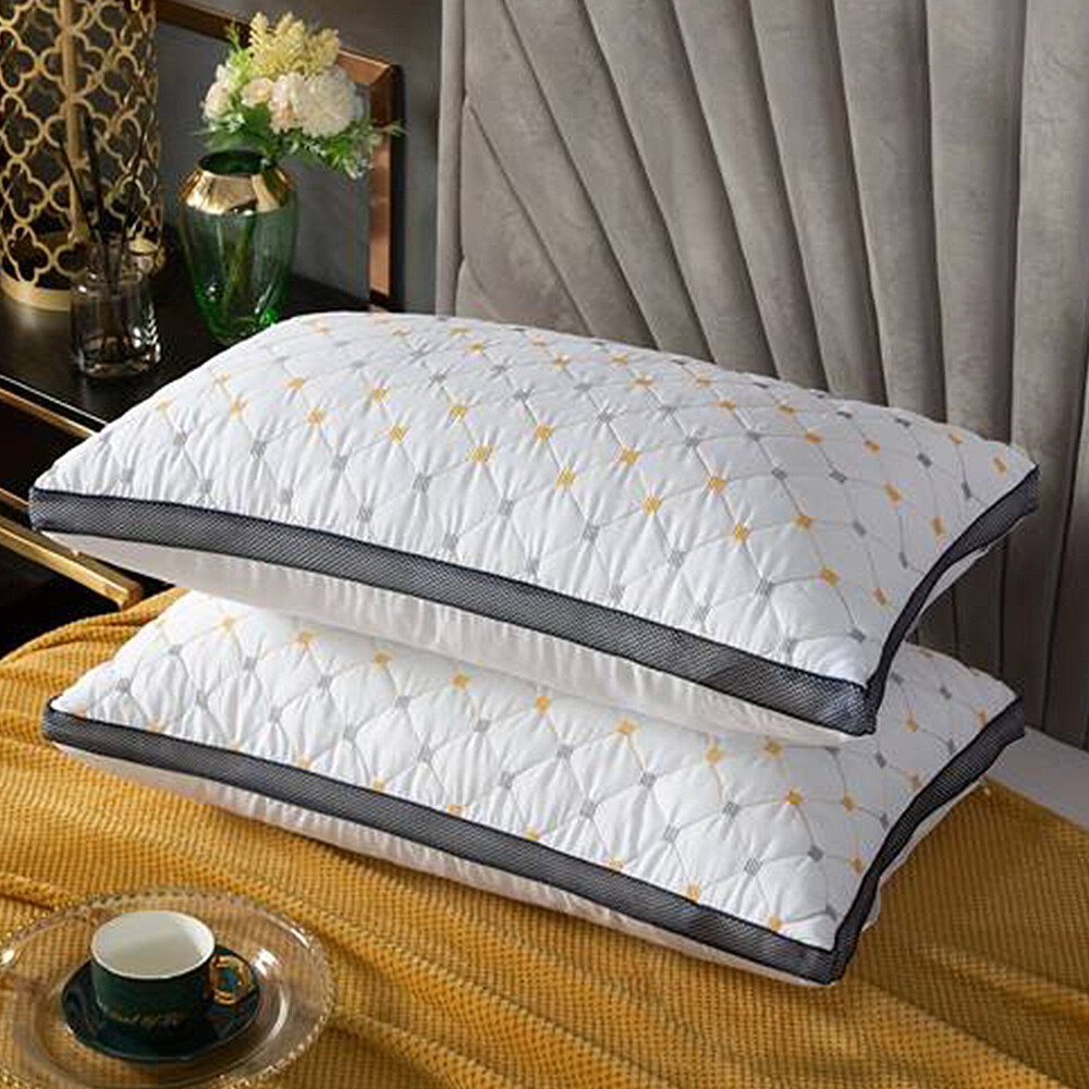 2Pack Hotel Quality Pillows Checked Ultra Soft Home Bed Pillow Luxury