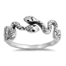 Snake Ring Genuine Sterling Silver 925 Oxidized Jewelry Face Height 6 mm Size 9