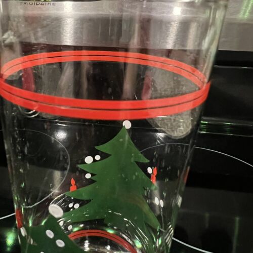 Vaso de vidrio alemán vintage Waeschtersbach árbol de Navidad 16 oz doble banda roja - Imagen 4 de 5