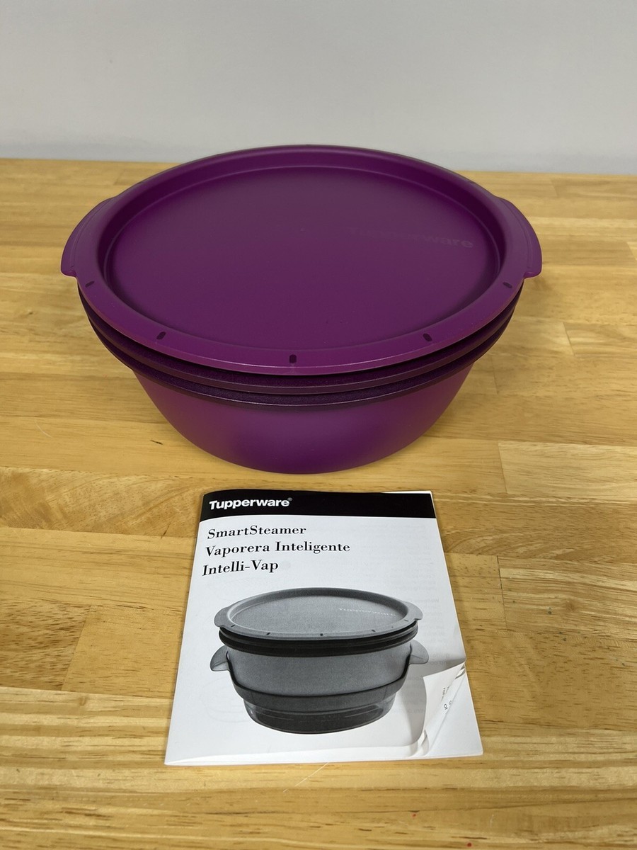 TUPPERWARE Purple SMART STEAMER 3 Pc. Microwave Cooker Set Missing Base READ