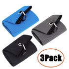 Premium Colored Microfiber Golf Towels With Carabiner Clip 3 Pack 16"24" /12"20"