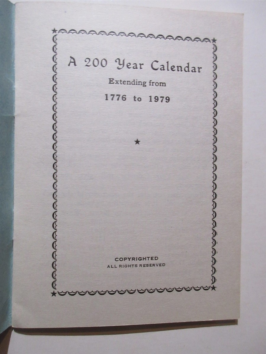 A 200 Year Calendar 1776 - 1979 by Benjamin S. Richmond | eBay