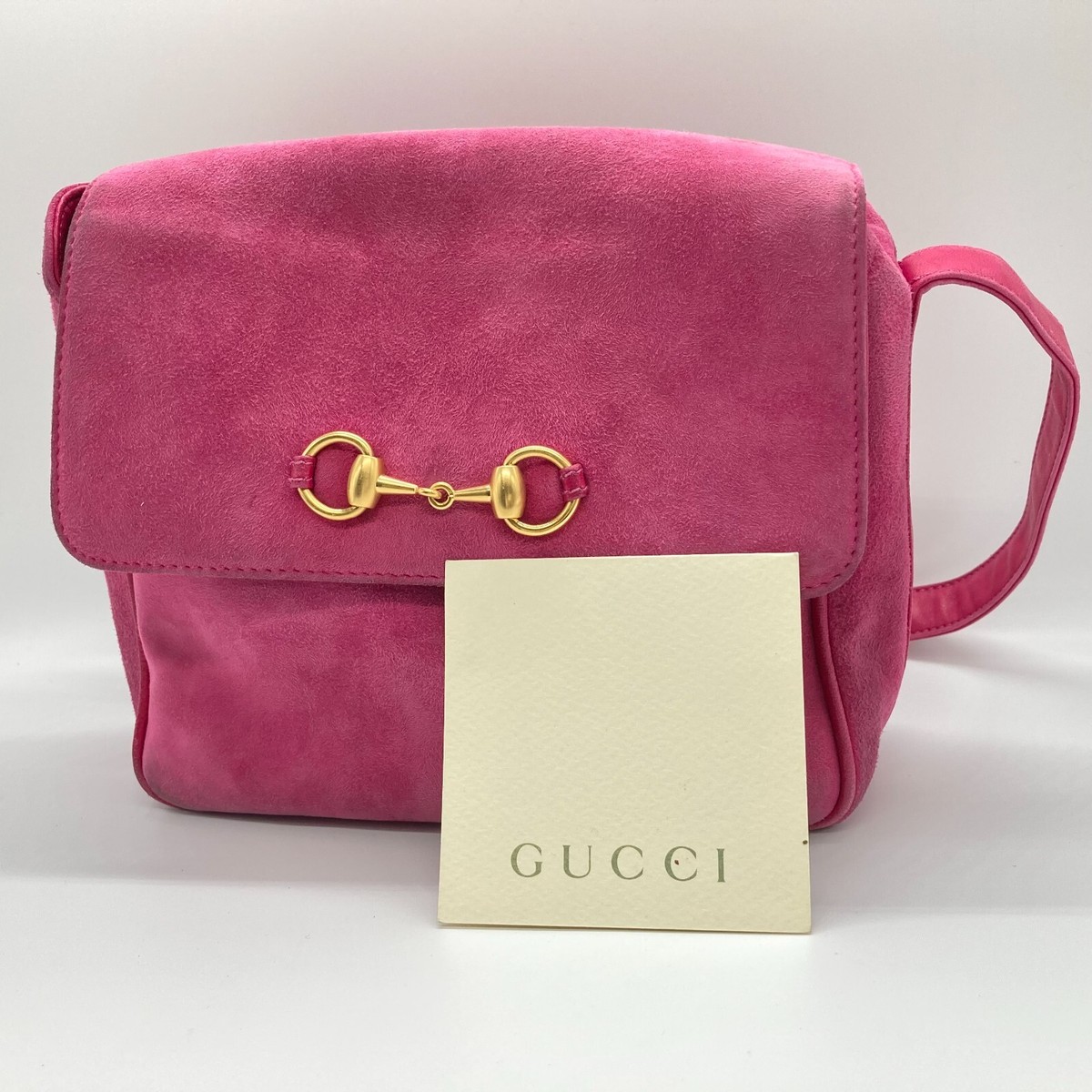 ★EMIS★ SUEDE SHOULDER BAGPINK m1037_1334945 GUCCI Shoulder Bag Suede Vintage Horsebit Purse Pink