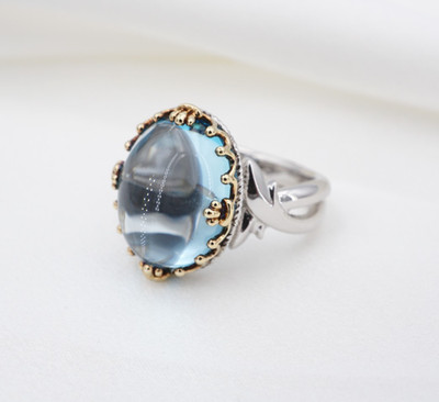 Gabriel & Co. Topas Cabochon Ring Sterlingsilber 18 Karat Gold Größe 6,75 RS4059