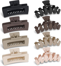 Image of 8 Pack 4.4 Inch Large Hair Claw Clips for Women Thin Thick Hair, Big Matte Squar
