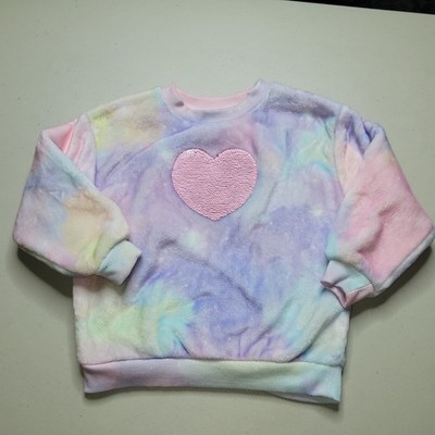 H&M Girls Pastel Tie Dye Sweatshirt Flip Sequin Heart
