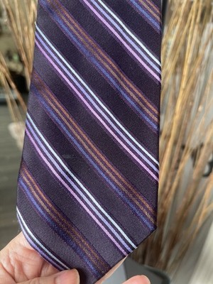 Altea Milano Italy Silk Necktie Plum Stripe Quiet Luxury Italian Designer Tie
