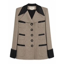Annie Reva Vintage Black Ivory Contrast Button Blazer Jacket Made In USA Size 10