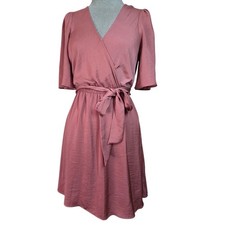 V Neck Satin Belted Mini Dress Size XS