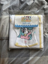 VTG Disney Babies Bath Set Hooded Towel Mitt Dundee USA Baby Mickey Minnie Set