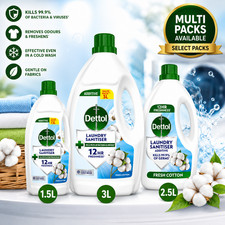 Image of Dettol Laundry Sanitiser Fresh Cotton 1.5L, 2.5L ,3L Multi Pack