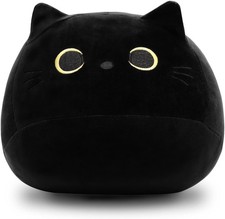12" Black Cat Pillow Cushion Stuffed Animal Plush Doll Toy with Tail