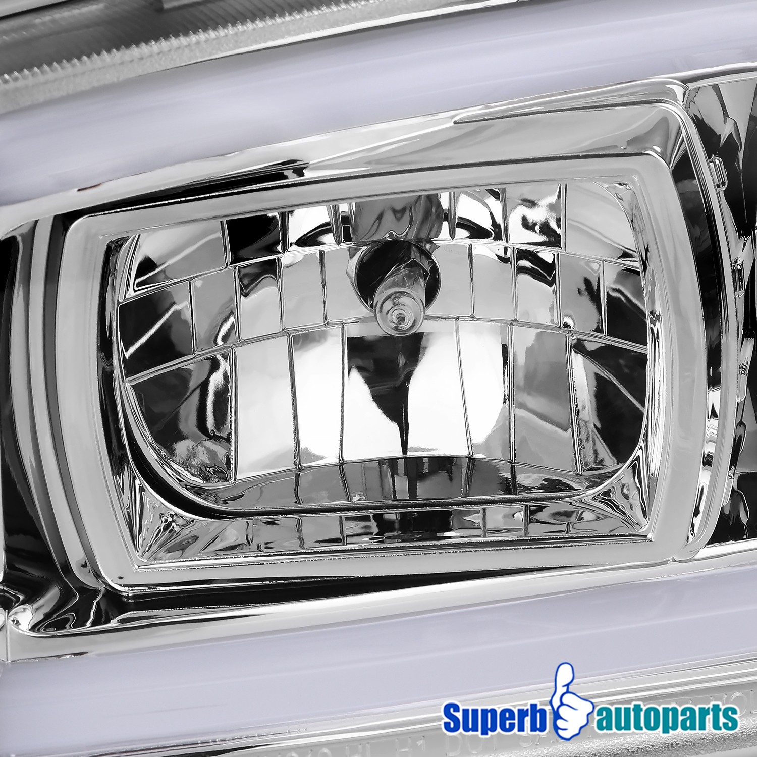 Fits 1999-2006 GMC Sierra Yukon Projector Headlights LED Strip+Bumper Lamps