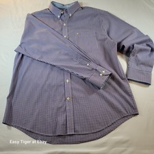Izod Non Iron Stretch Mens Grape Purple Check LARGE Button Down Shirt 45FW311