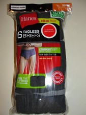 6 Pair Mens Hanes Dark Gray Tagless Mid-Rise Briefs - Size XL 40-42 