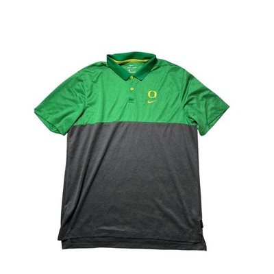 Nike Dri Fit on field Oregon Ducks Golf Polo Shirt Mens XL Green Gray footbsll