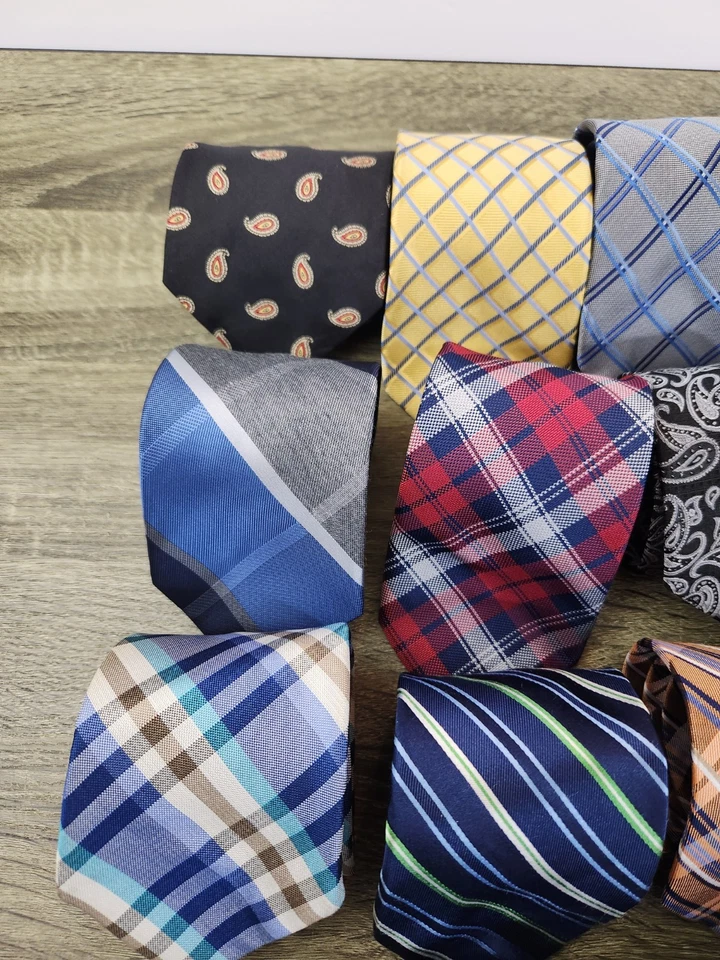 Lote de 14 gravatas masculinas de seda Stafford xadrez paisley listrado designer - Imagem 3 de 4