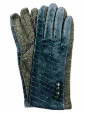 G S Womens Metallic Blue Velvet Stretch Fit Button Texting  Tech Smart Gloves
