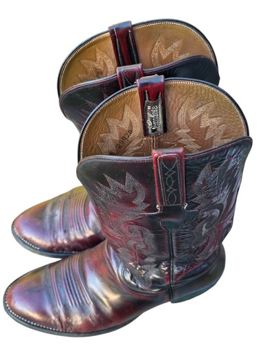 Vintage 1989 Lucchese Men 8.5 E Roper Round Toe Cowboy Boots Leather El Paso TX, $79.95 - Photo 18