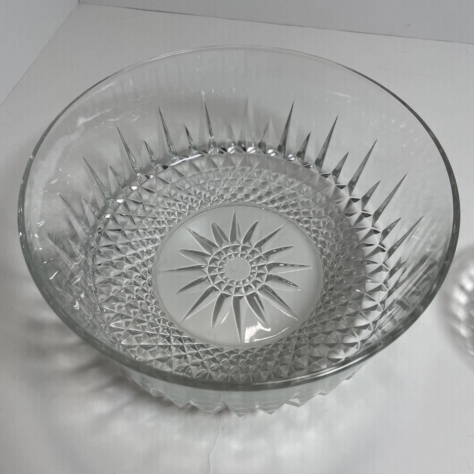 Juego de 2 cuencos vintage de vidrio transparente Francia Arcoroc diamante ensalada bayas Foto 2 de 4