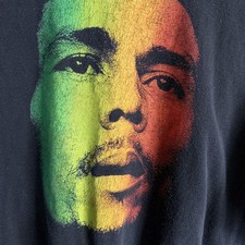Bob Marley Face Graphic T-Shirt Men's XL Zion Rootswear Reggae Rasta Black Tee