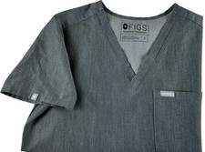 FIGS Technical Collection SMALL Catarina medical scrubs top Gray chest pocket