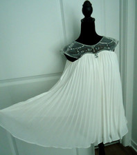 Marchesa Target Neiman Marcus Ivory Pleated Sleeveless Beaded Dress Girl-S