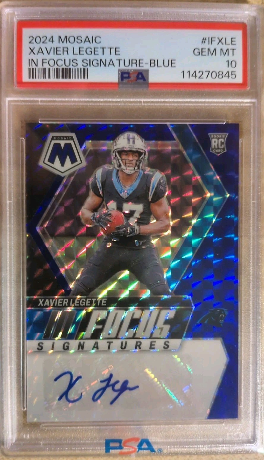 2024 Mosaic - In Focus Signatures Xavier Legette #IF-XLE Blue Prizm /99 (AU, RC)
