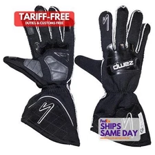 Zamp ZAMRG10003L SFI 3.3/5 Black Fire Retardant Fabric Driving Gloves Pair L 