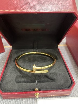 Yellow Gold Color Just Clou Bracelet with Diamond-Sterling Silver Women Bracelet