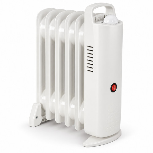 500W Mini Oil Filled Radiator Portable Electric Heater Thermostat White Boxed