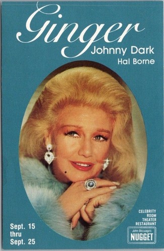 1976 RENO Nevada Advertising Postcard GINGER ROGERS Nugget Casino Circus Room - 第 1/2 張圖片